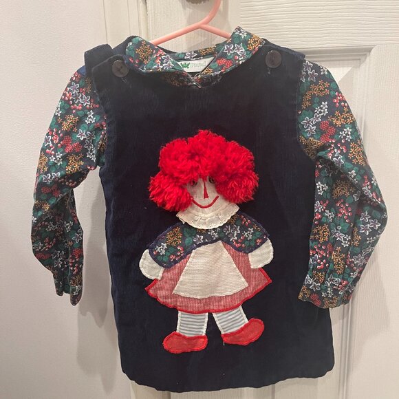 Vintage Raggedy Ann jumper and matching shirt
